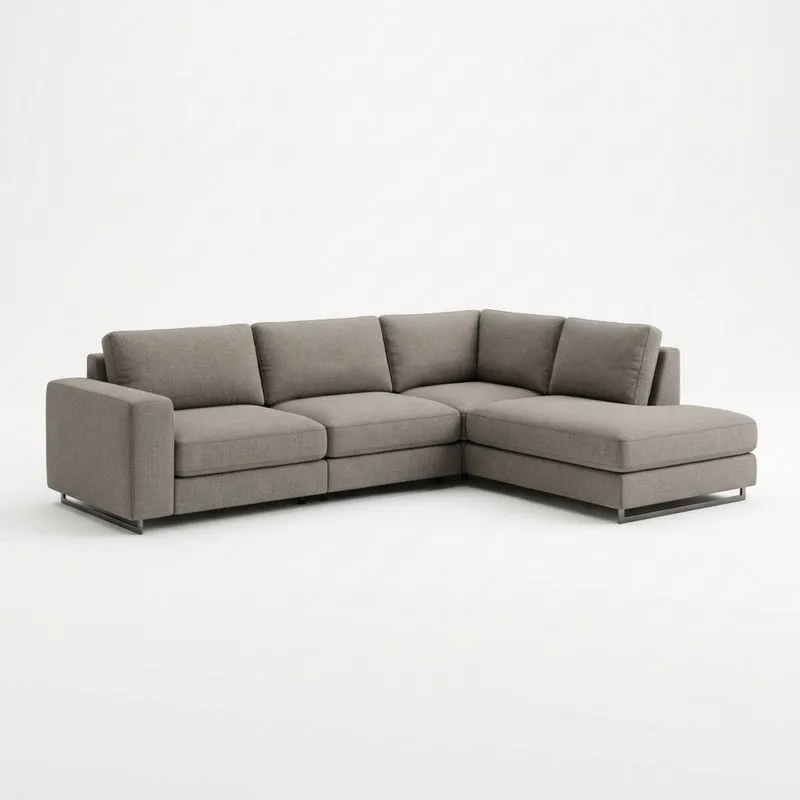 Ecksofa Stoff Stahlrahmen Braun