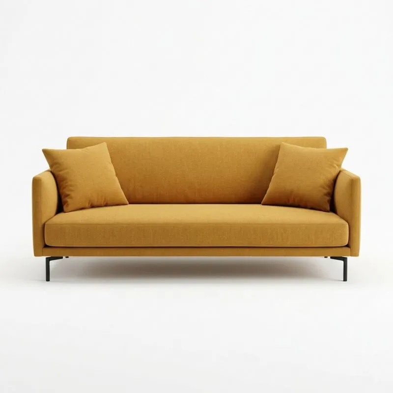 Dreisitzer Sofa Gelb Stoff Stahlbeine Länge200cm