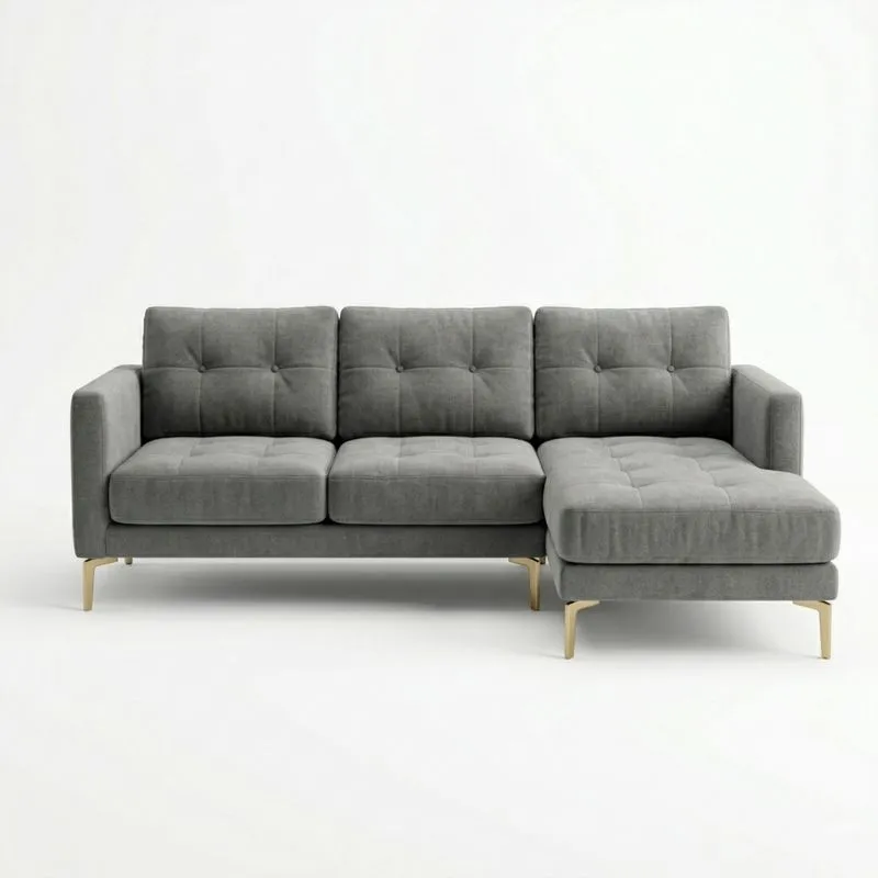 Ecksofa Grau Polyester L-Form Gesamtlänge250 cm