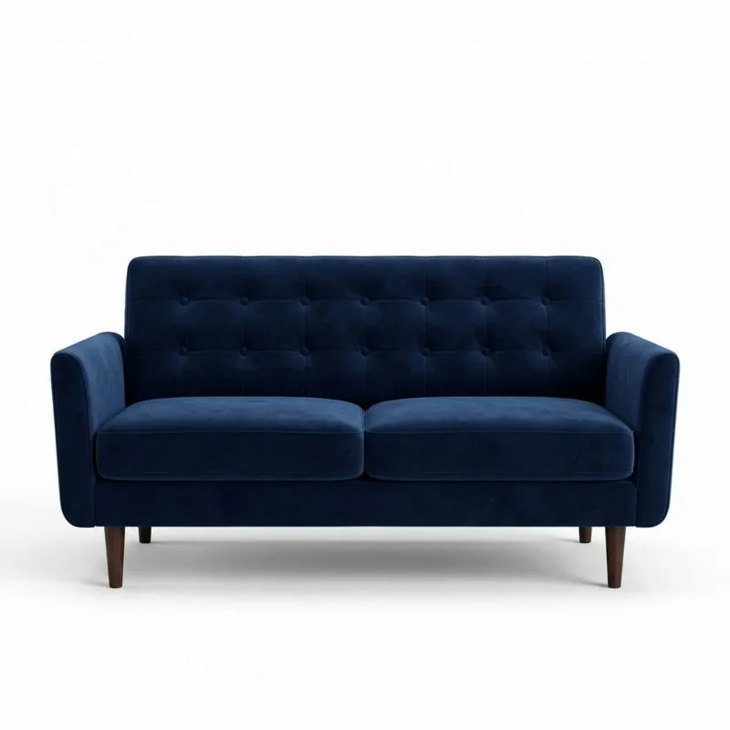 Zweisitzer Sofa aus Samt Dunkelblau Länge 195 cmxBreite 85 cmxHöhe 85 cm