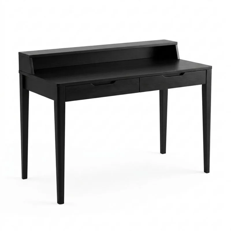 Schreibtisch aus MDF mit 2 Schubladen, Schwarz, Länge120 cm