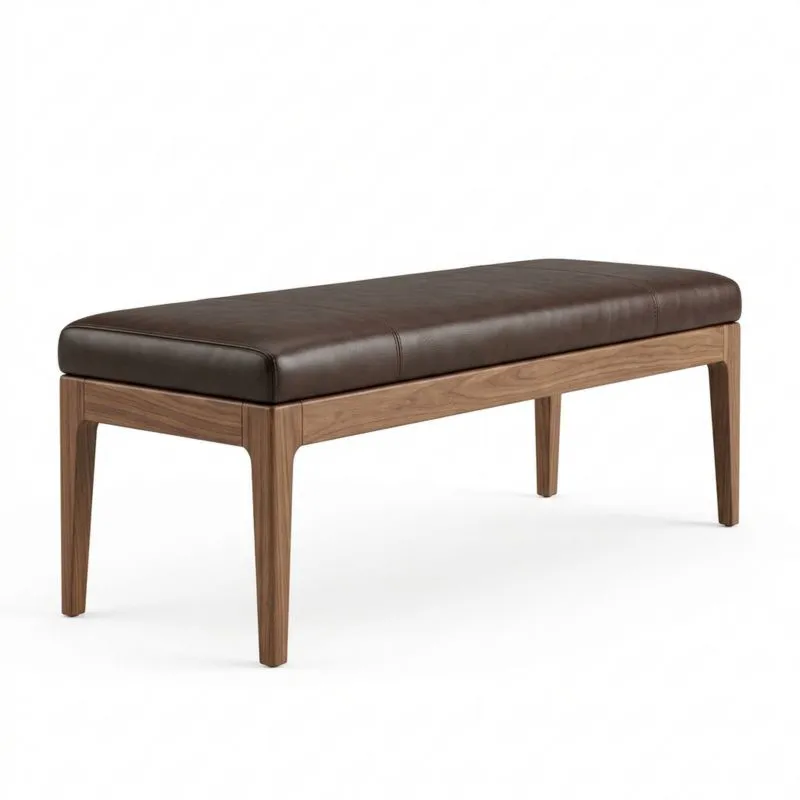 Walnussbank Polyurethanleder Braun Länge120cmxBreite40cmxHöhe45cm