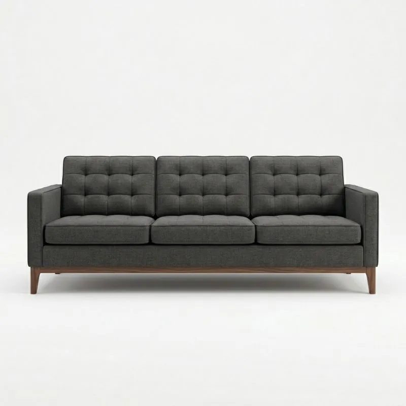 Dreiersitzer Sofa Grauer Stoff Eichenholz