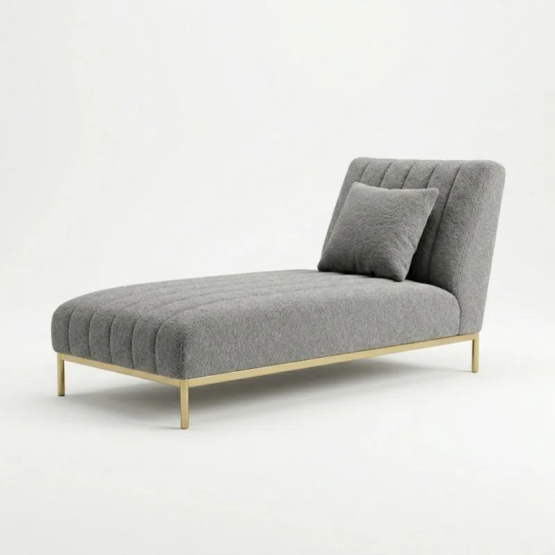 Chaiselongue aus Stoff Grau mit Stahlrahmen