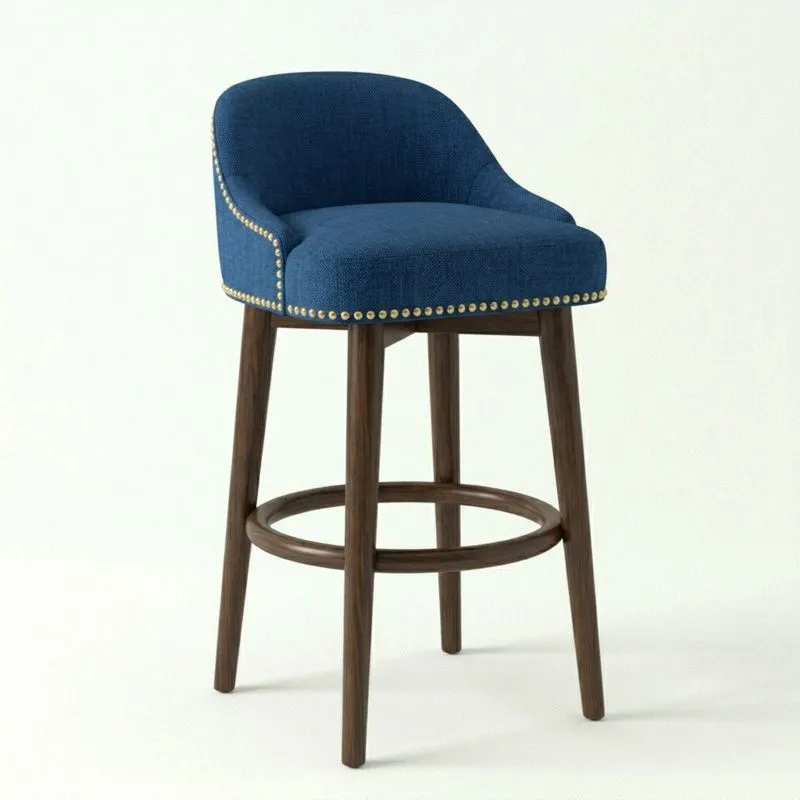 Barhocker Blau Polyestergewebe Massivholz 104cm Höhe