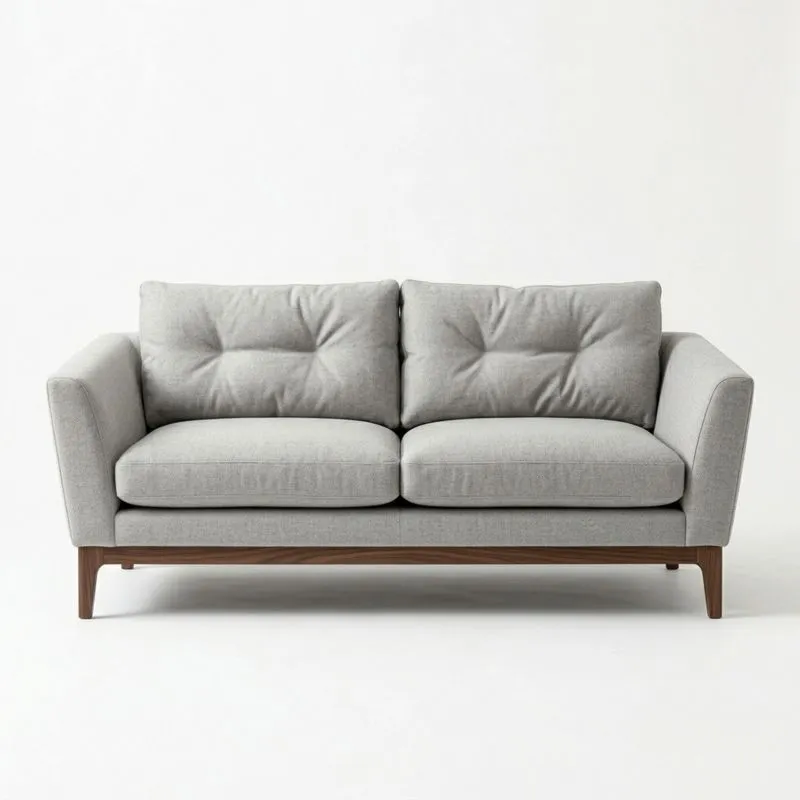 3-Sitzer Sofa Hellgrau Stoff mit Massivholzrahmen