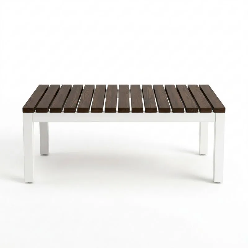 Rechteckiger Couchtisch massivem Kiefernholz Stahl Braun/Weiß Länge100cmxBreite60cmxHöhe45cm