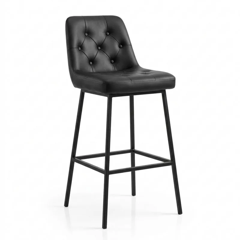 Barhocker aus PU-Leder mit Stahlrahmen, Schwarz, Höhe110 cm