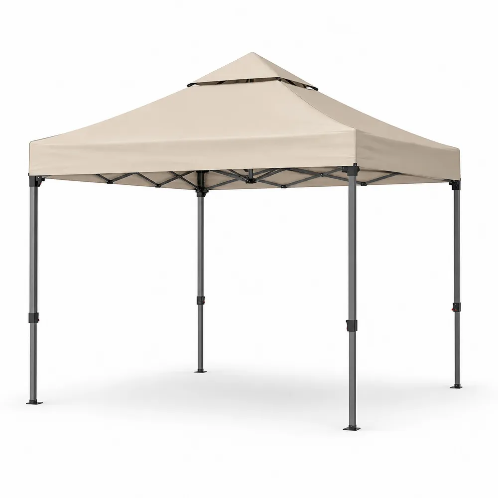 Faltpavillon 3x3m Polyester Beige Stahlrahmen-Modernhavneu