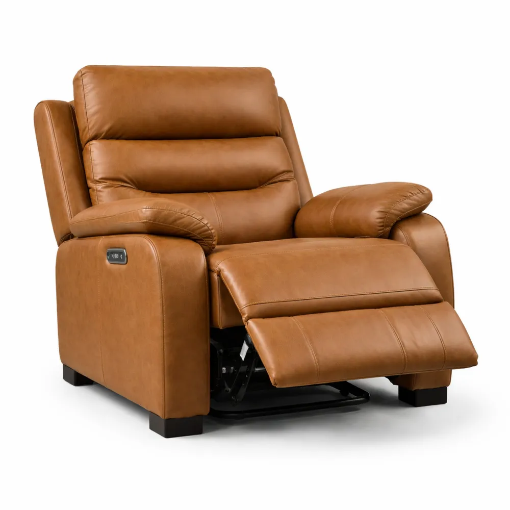 Relaxsessel aus PU-Leder in Braun mit Verstellbarer Fußstütze-Modernhavneu