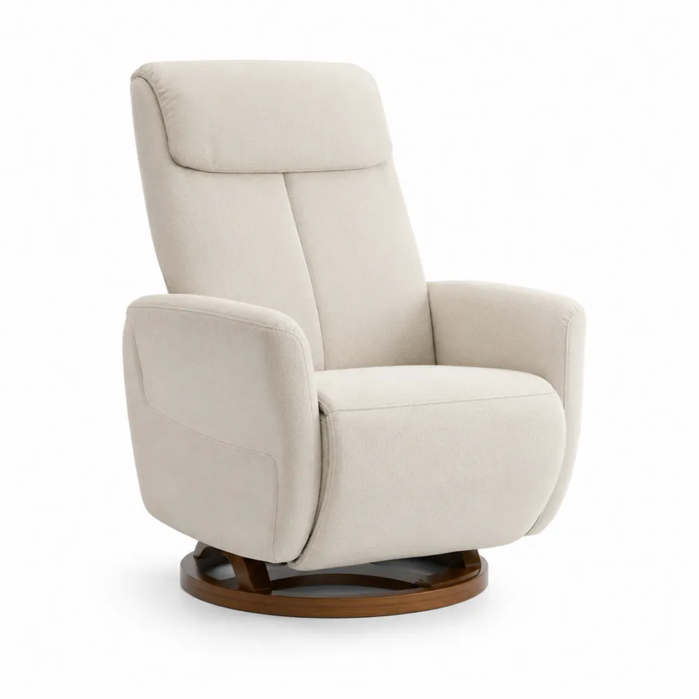 Liegesessel aus Polyestergewebe Beige mit Sperrholzgestell-Modernhavneu