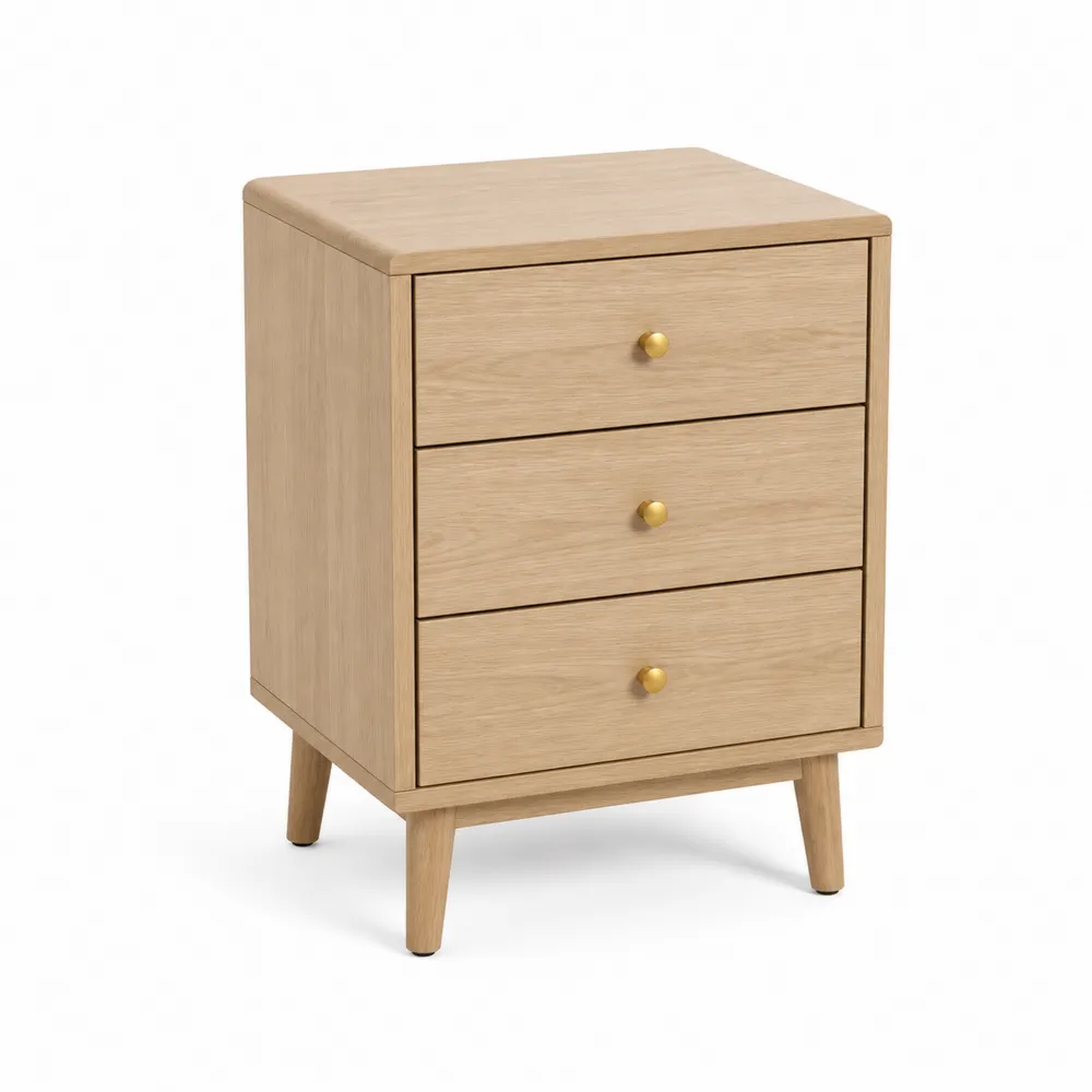 Kommode mit 3 Schubladen aus Eichenholz Hellbraun 60x40x80 cm-Modernhavneu