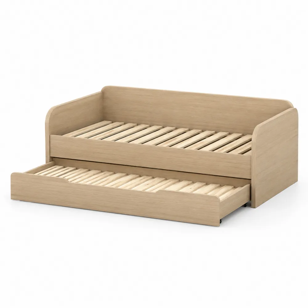 Tagesbett mit Ausziehbett aus Kiefernholz Beige 200x90 cm-Modernhavneu