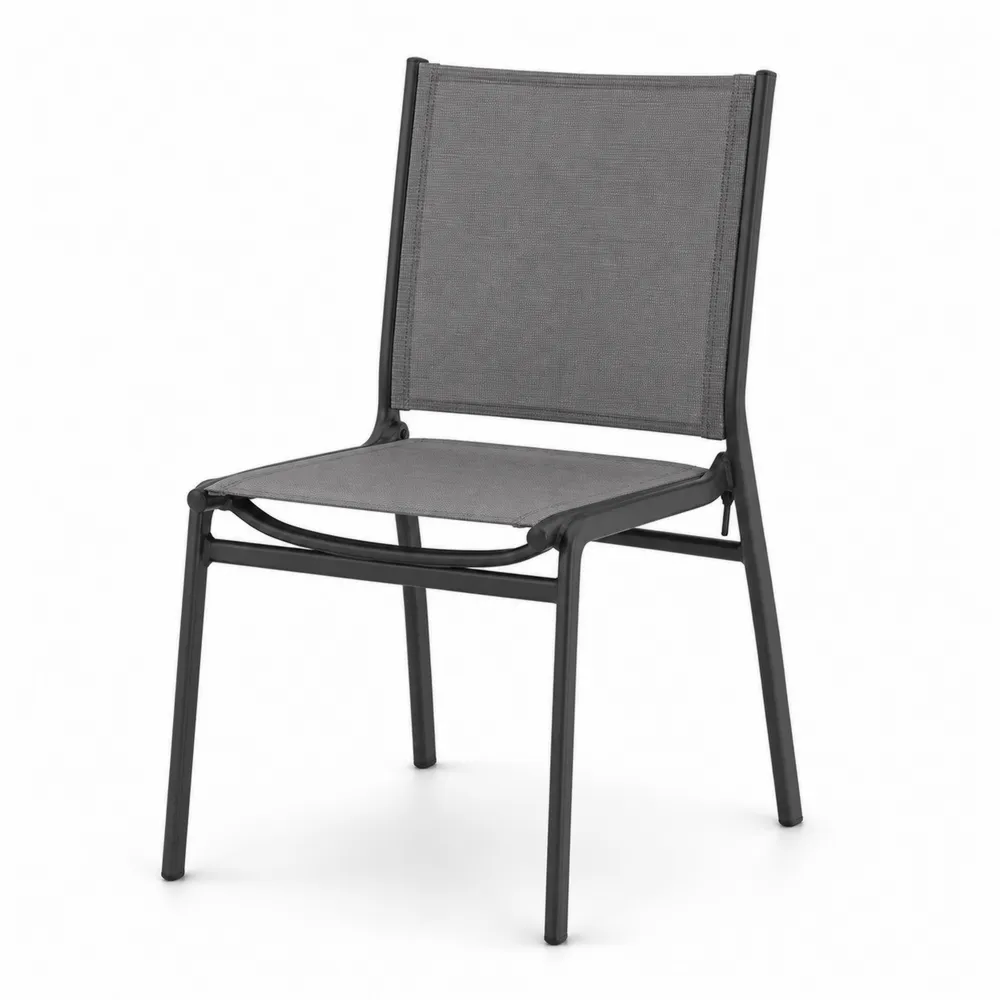Gartenstuhl Aluminium Textilene Grau 60x58x84 cm-Modernhavneu