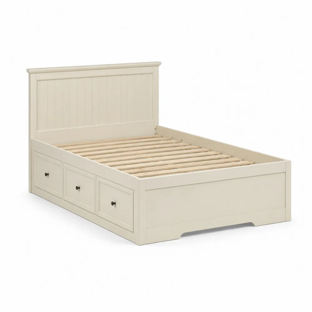 Einzelbett mit Stauraum und Schubladen aus Holz, Beige-Modernhavneu