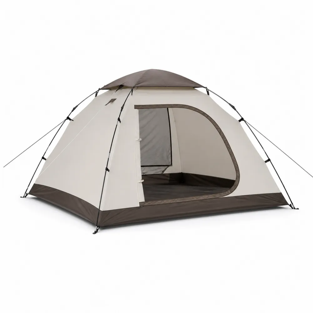 Kuppelzelt für 4 Personen, Polyester, Braun/Beige, 210x210x130cm-Modernhavneu