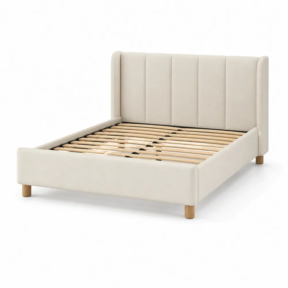 Polsterbett 160x200 cm Holzrahmen PU-Leder Beige-Modernhavneu
