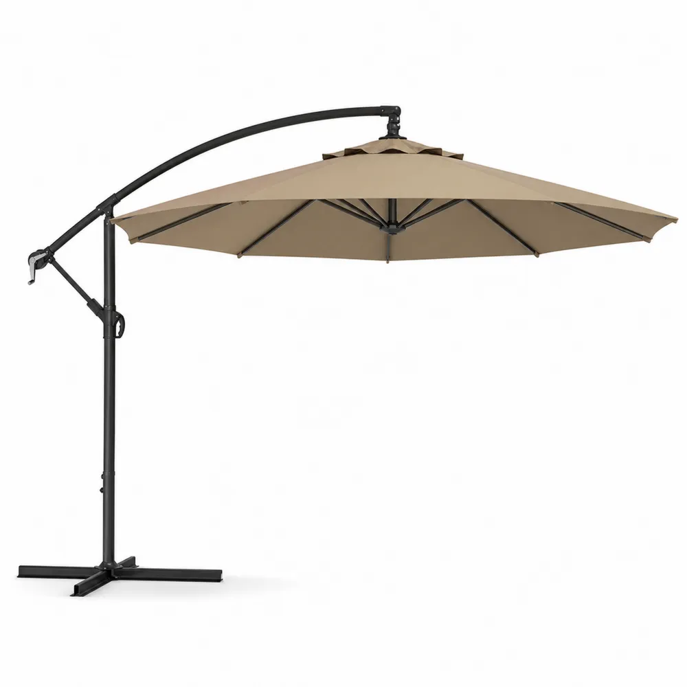 Ampelschirm Runder Sonnenschirm 300cm Polyester Stahl Braun-Modernhavneu