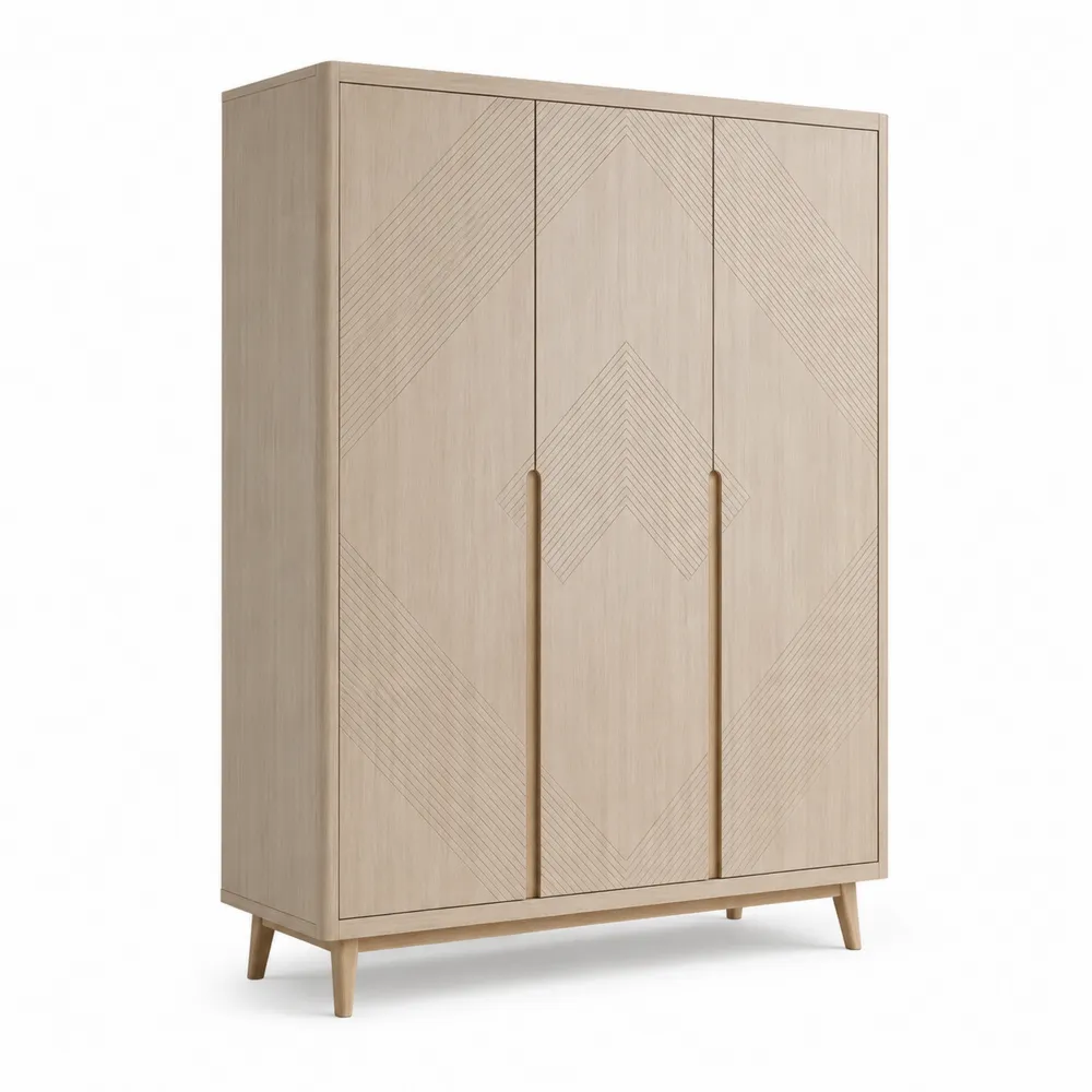 Kleiderschrank aus Eichenholz mit geometrischem Muster 200x120x55 cm-Modernhavneu