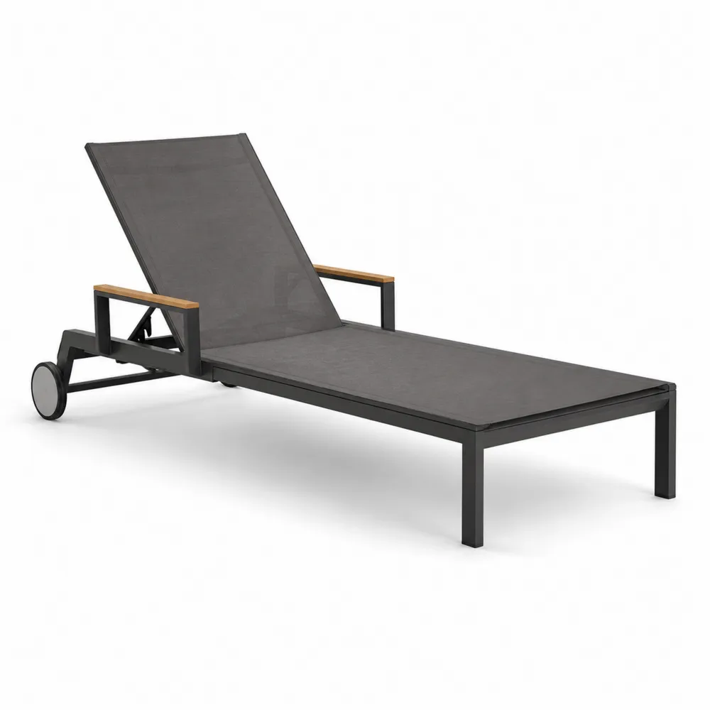 Outdoor-Liegestuhl Aluminium Textilene Grau-Modernhavneu