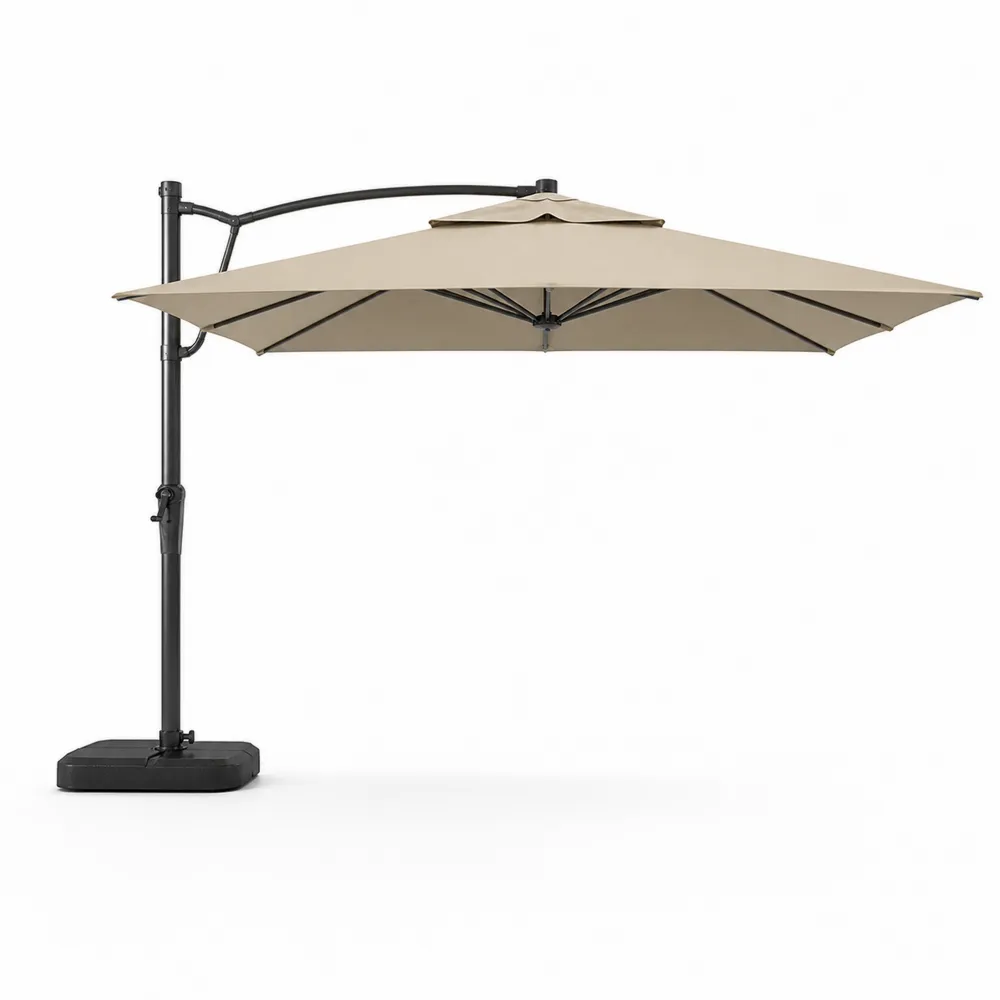 Ampelschirm aus Metall und Polyester 300x300 cm Beige-Modernhavneu