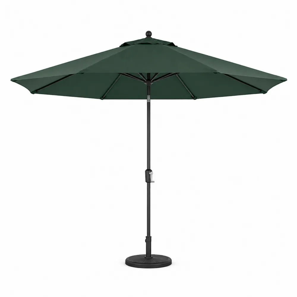 Runder Sonnenschirm 300 cm aus Polyester und Stahl in Dunkelgrün-Modernhavneu