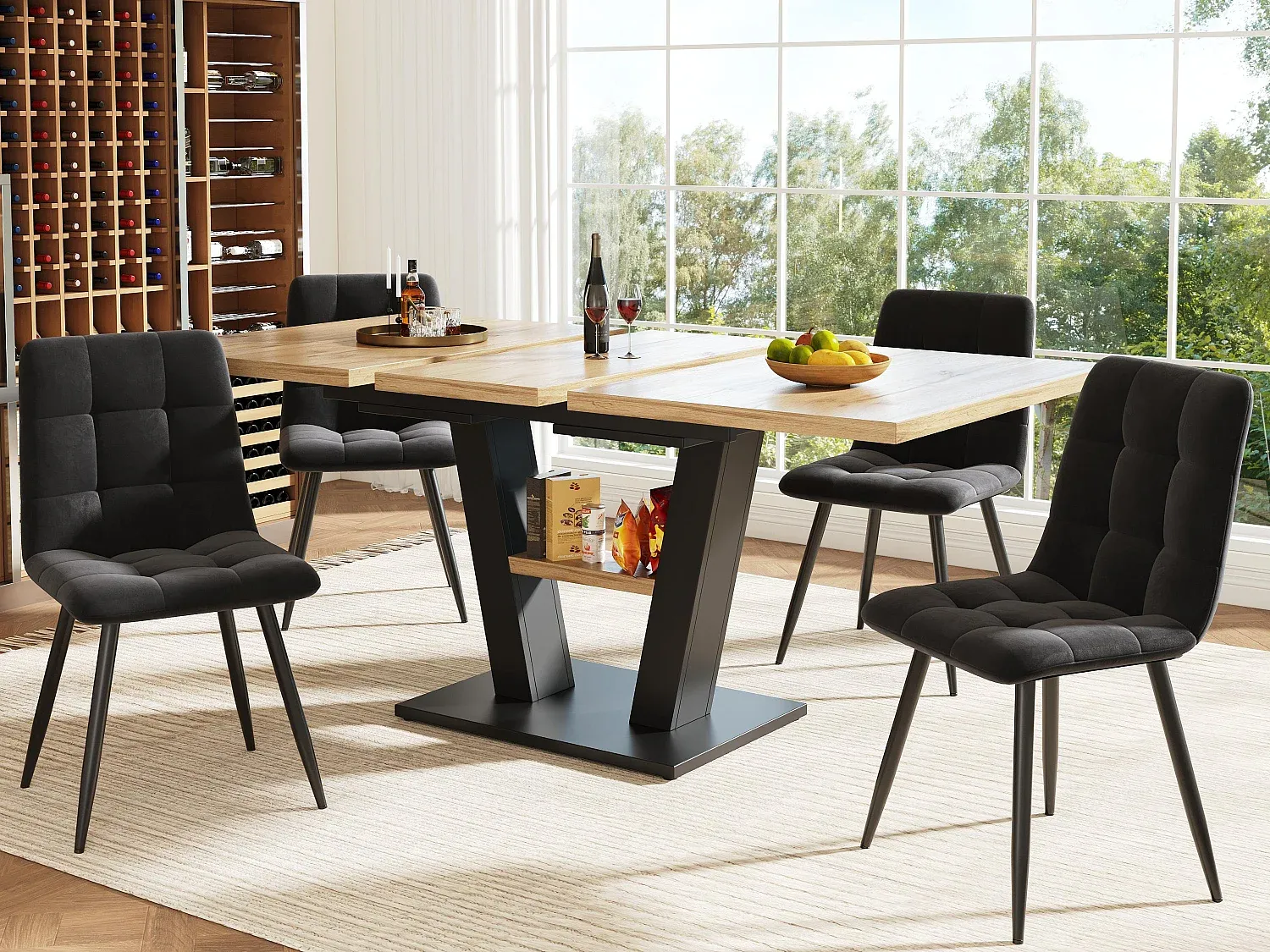 Esszimmer und Küche,Esszimmermöbel,Set aus feststehendem Tisch und Stuhl-COZYOVIRA