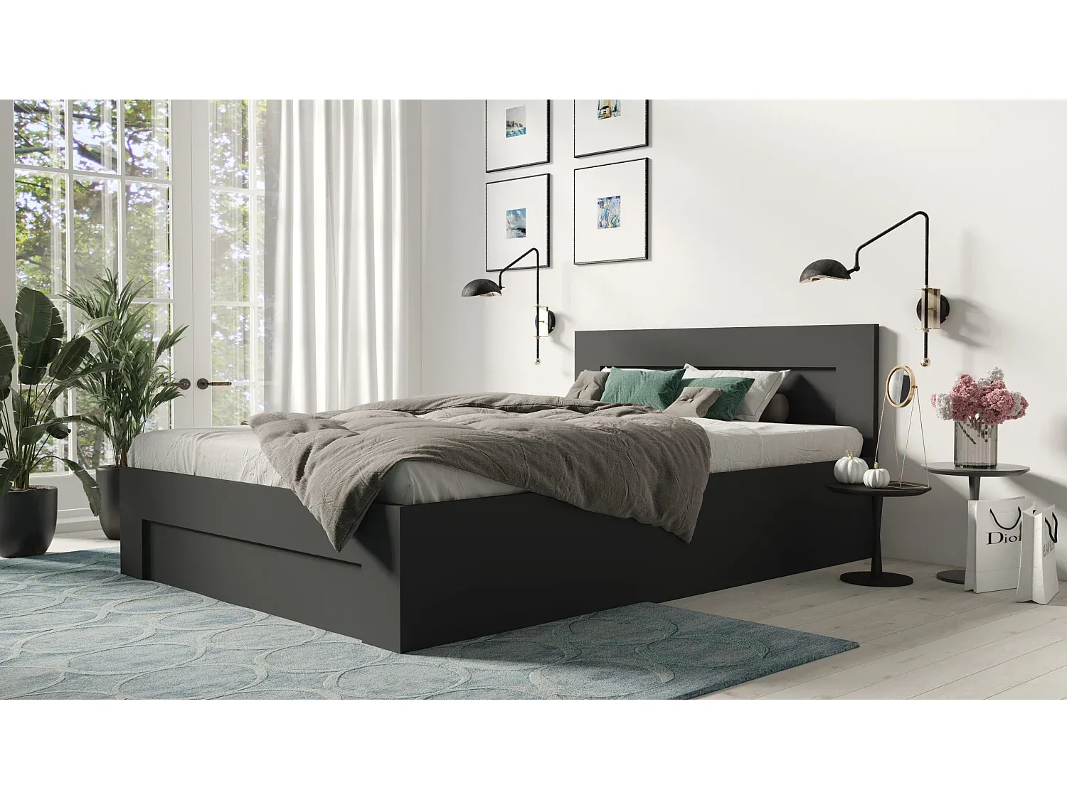 Schlafzimmer,Bereich Bett,Bett mit Bettkasten-COZYOVIRA