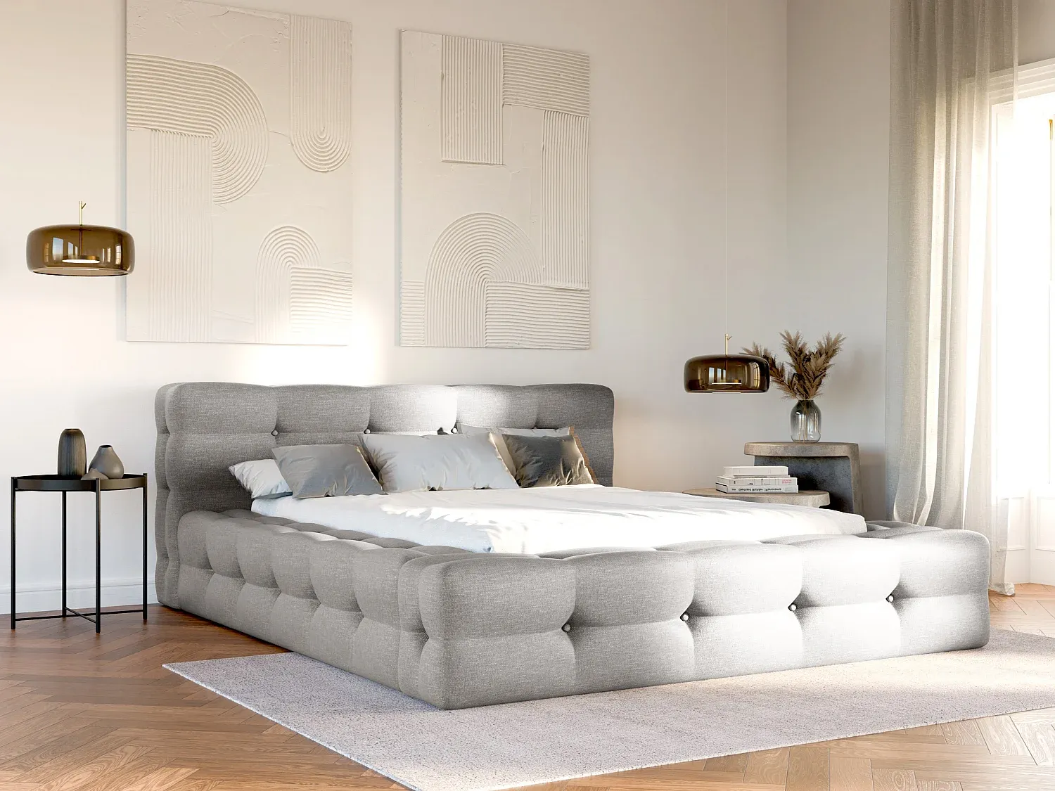 Schlafzimmer,Bereich Bett,Bett mit Bettkasten-COZYOVIRA