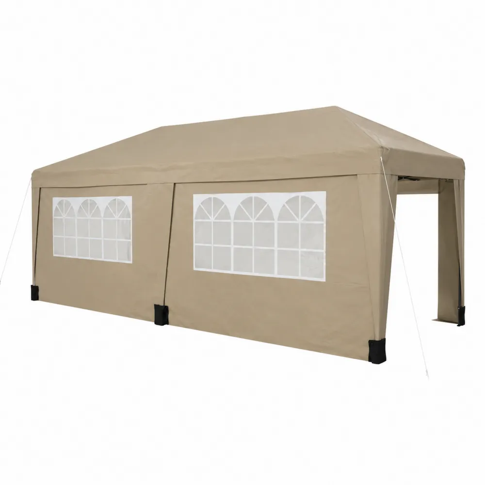 Namiot ogrodowy poliester z oknami PVC, 6x3 m, Beżowy