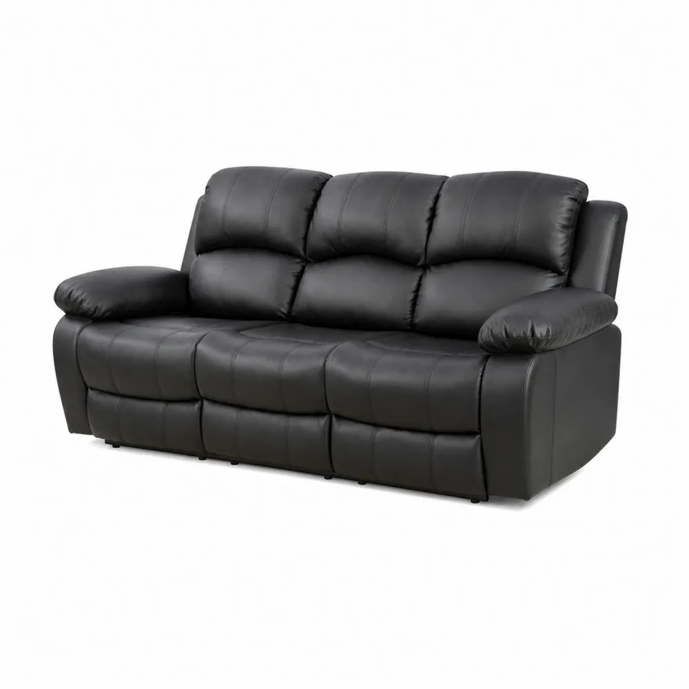 Sofa z ekoskóry czarna z wypełnieniem piankowym 180x85x90 cm