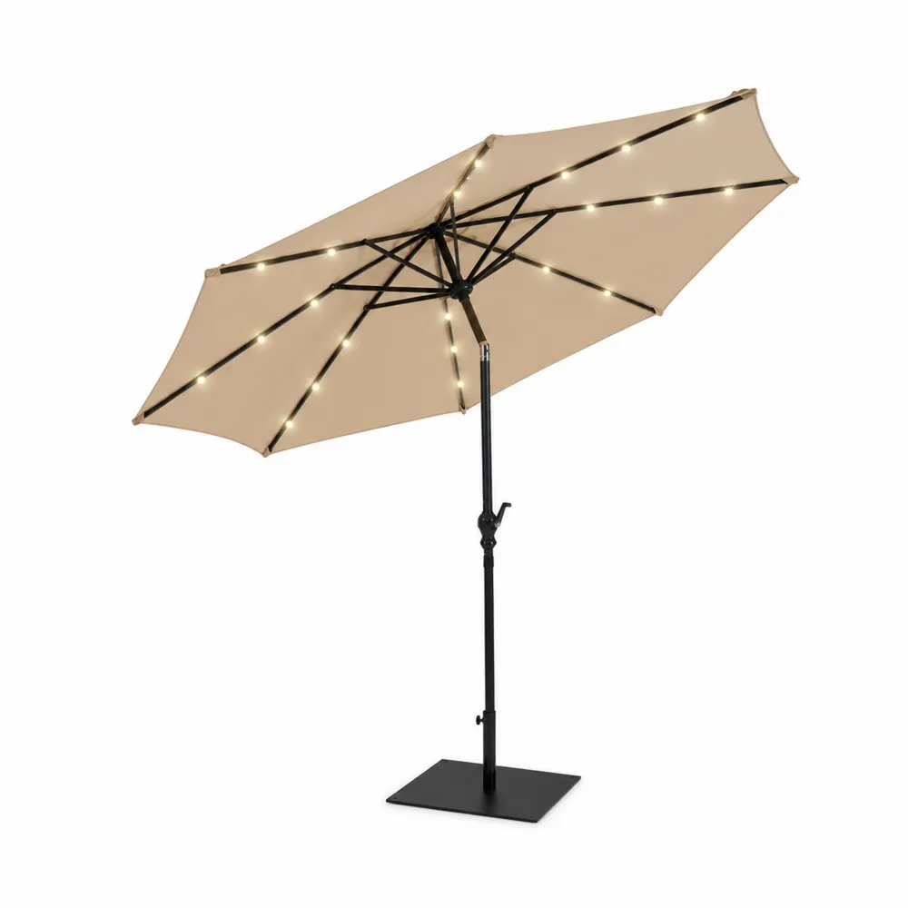 Parasol ogrodowy z oświetleniem LED Aluminium Beżowy 300 cm