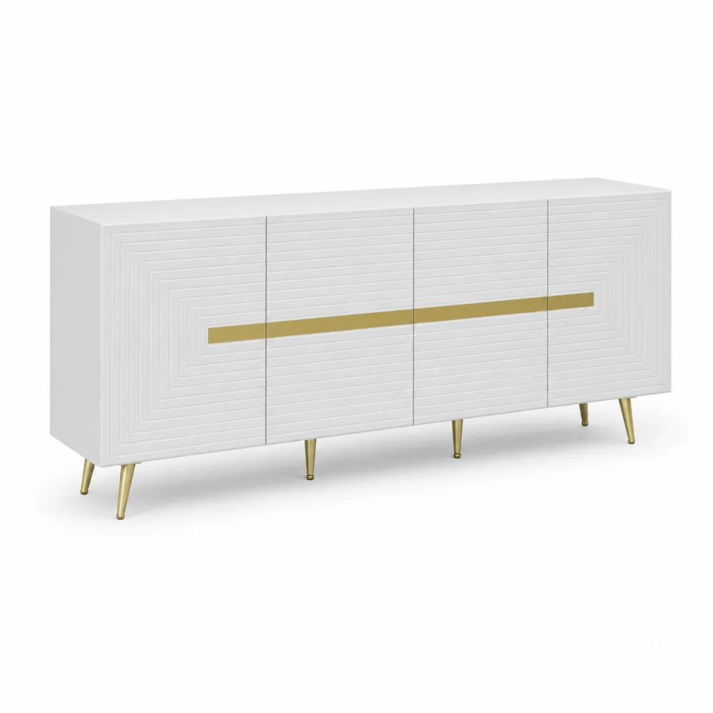 Komoda MDF z czterema drzwiami i złotymi nogami