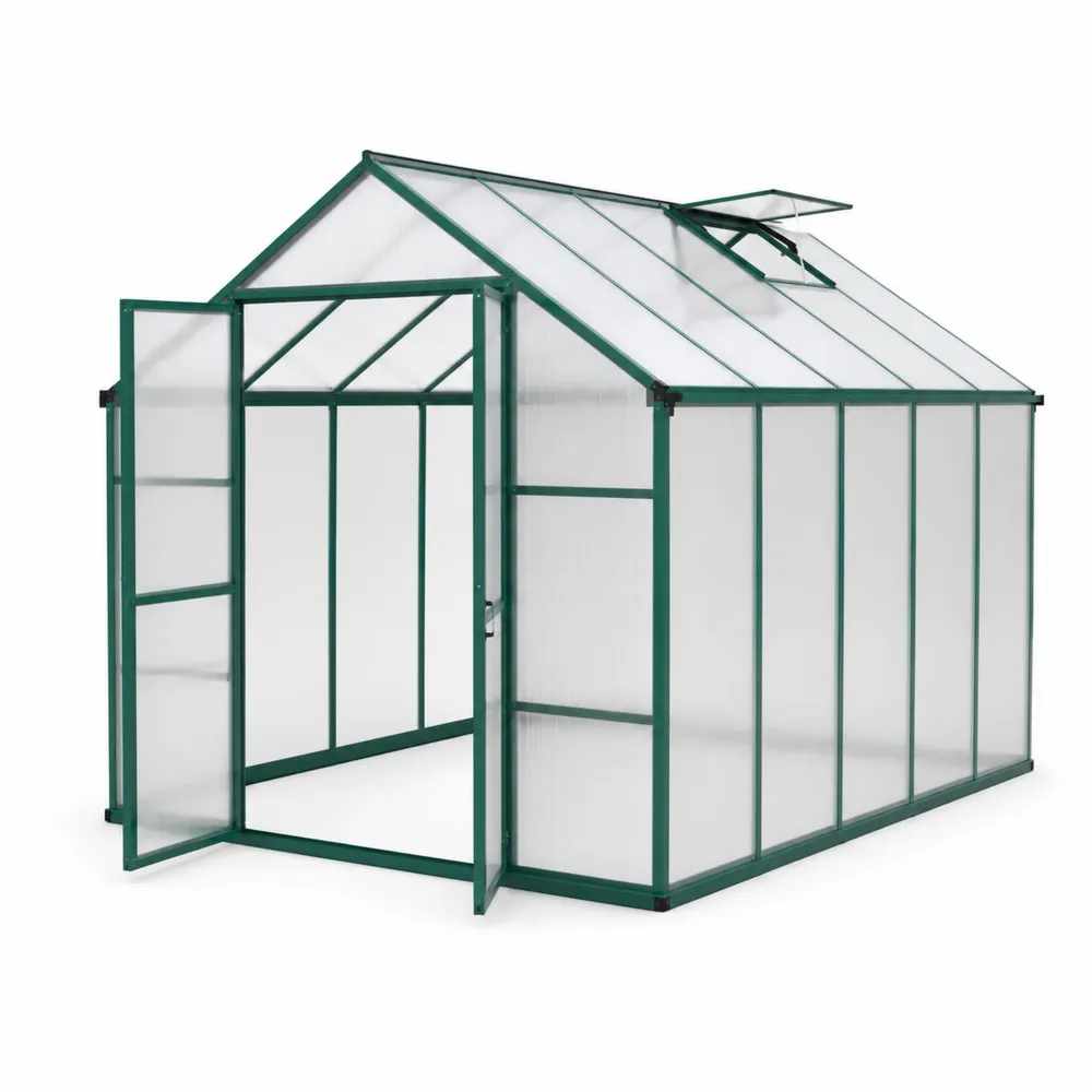 Szklarnia aluminiowa z poliwęglanu 6mm 250cm x 180cm x 195cm zielona