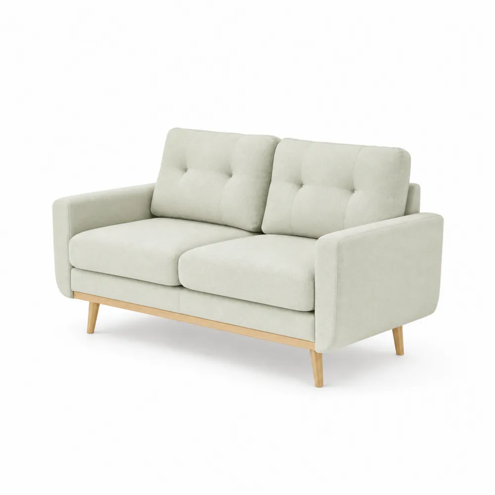 Dwuosobowa sofa z tkaniny poliestrowej beżowa 150 cm