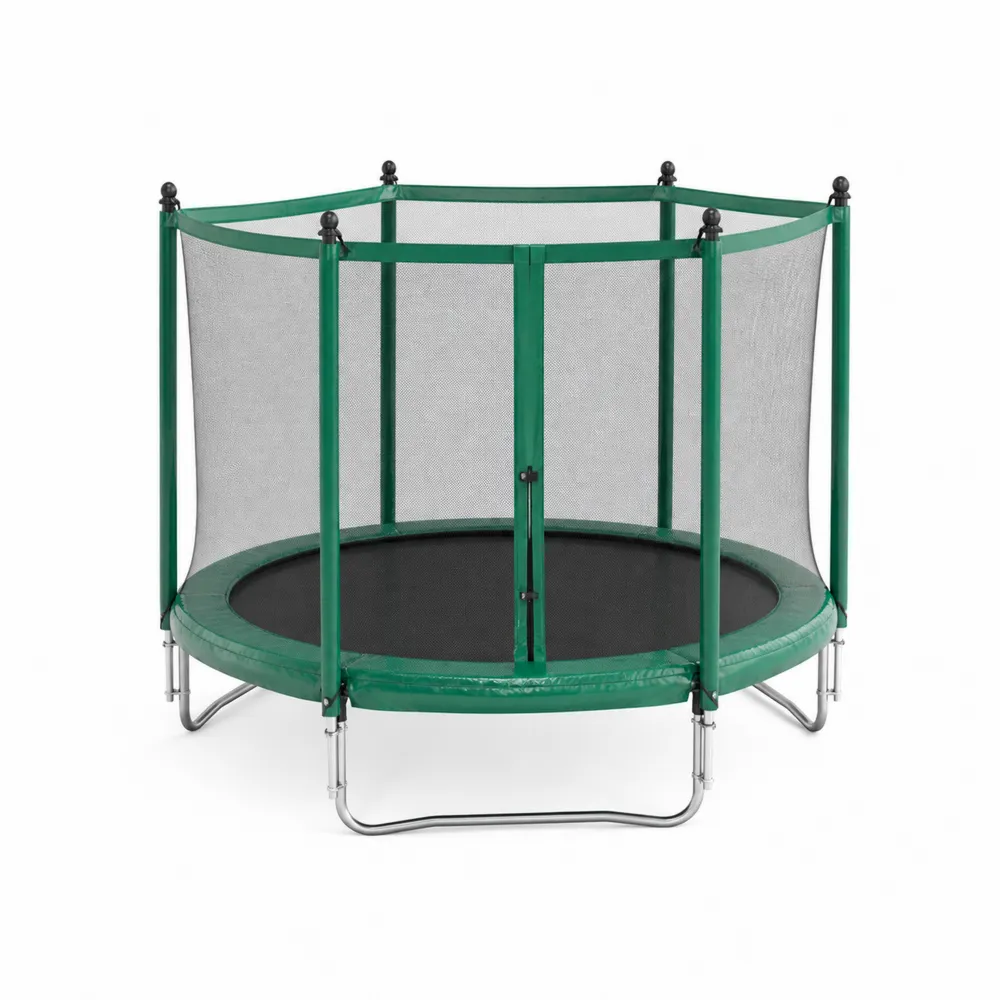 Trampolina okrągła z siatką ochronną 140 cm zielony