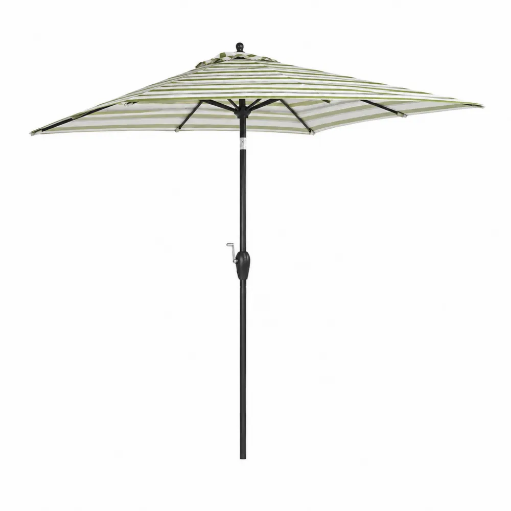 Parasolka ogrodowa 300 cm poliester aluminiowy zielono-biały paski
