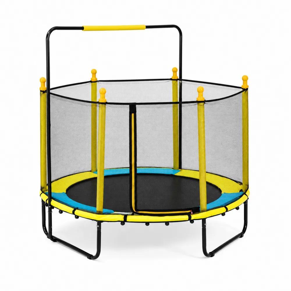 Trampolina dziecięca z siatką ochronną, żółto-czarna, 140 cm