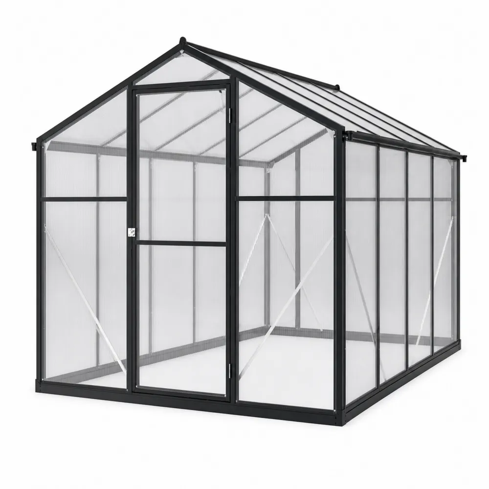 Szklarnia z poliwęglanu z aluminiową ramą 250 cm x 190 cm x 195 cm