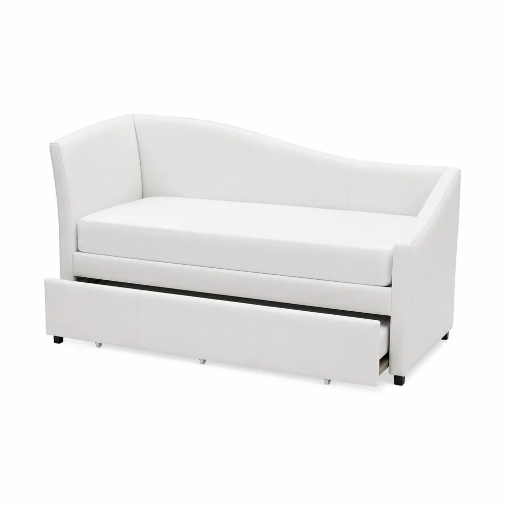 Sofa dzienna z ekoskóry z szufladą 200 cm