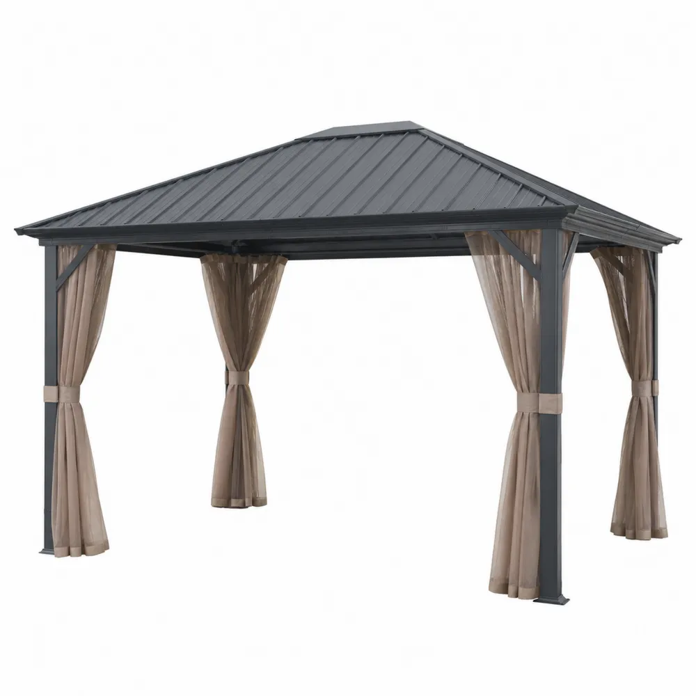 Altana ogrodowa metalowa z zasłonami 3x4 m aluminium