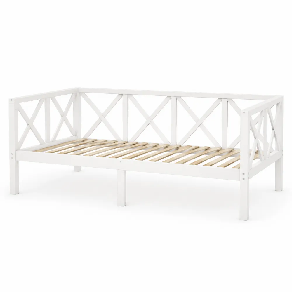 Sofa dzienna z drewna sosnowego biały 206x96x80 cm