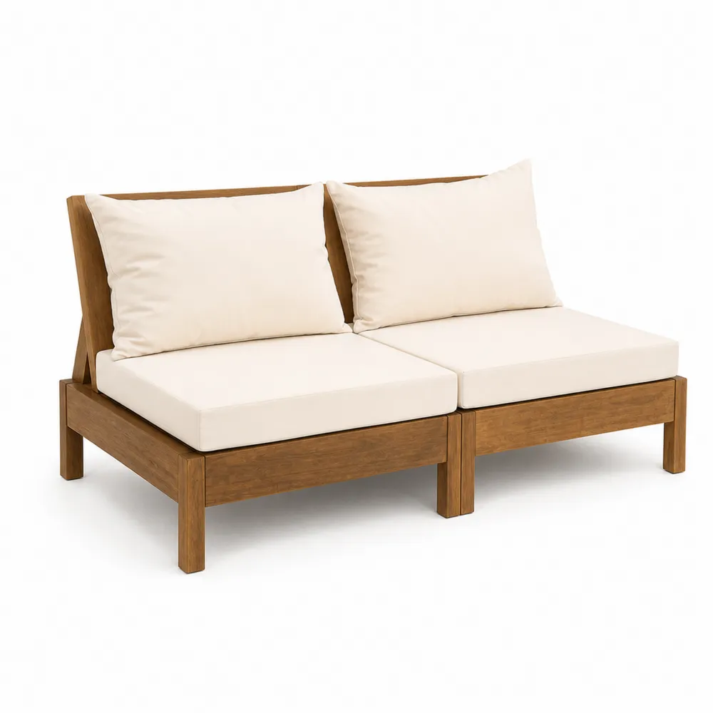 Sofa z drewna akacjowego z poduszkami 142x70x64 cm