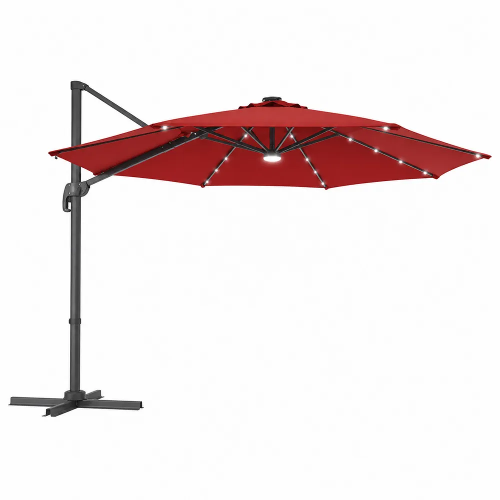 Parasola ogrodowa z bocznym ramieniem, czerwony, 300 cm