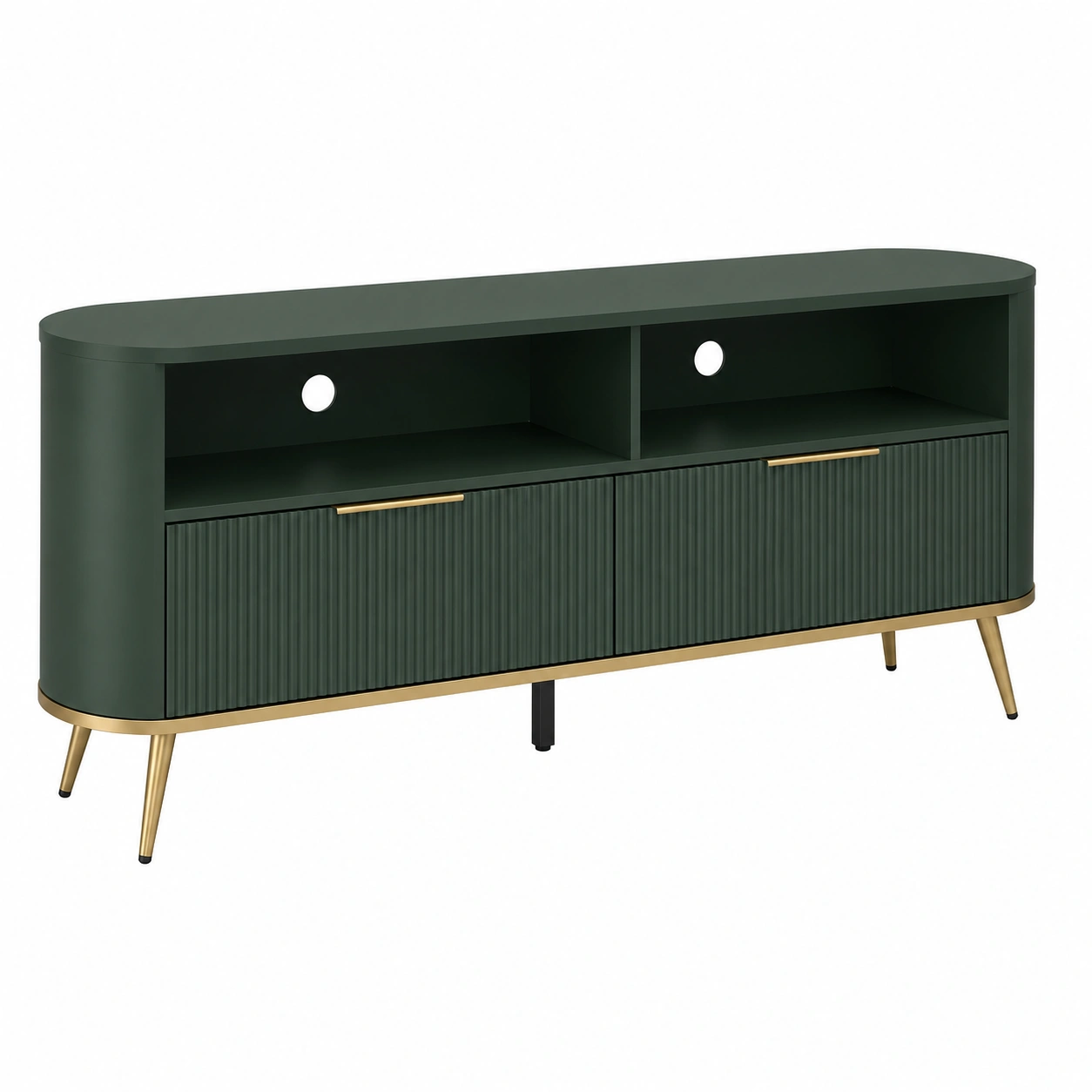 TV Stand Moderno con Puertas Ranuradas Verde Oscuro 160 cm-homavio