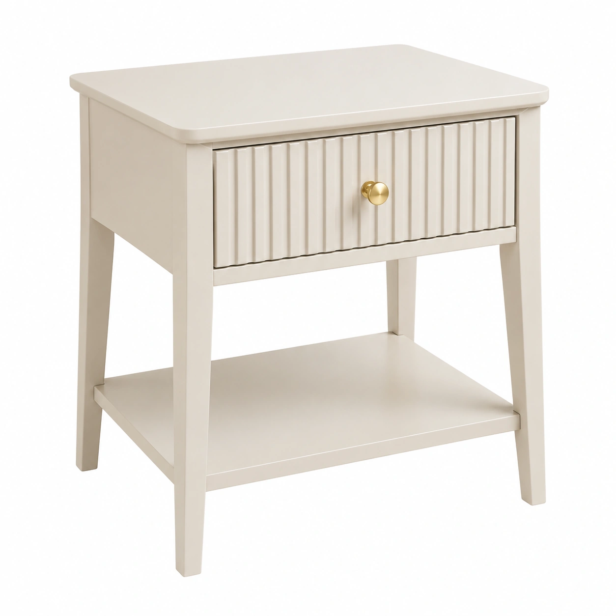Mesa auxiliar nordica de 1 cajon con estante inferior y acabado beige elegante-homavio