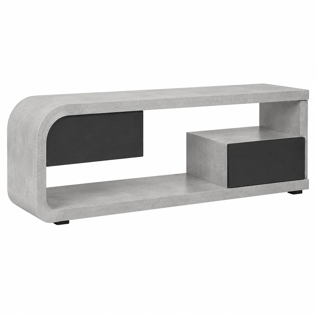 Mesa TV moderna efecto cemento con almacenamiento geometrico 160 cm-homavio