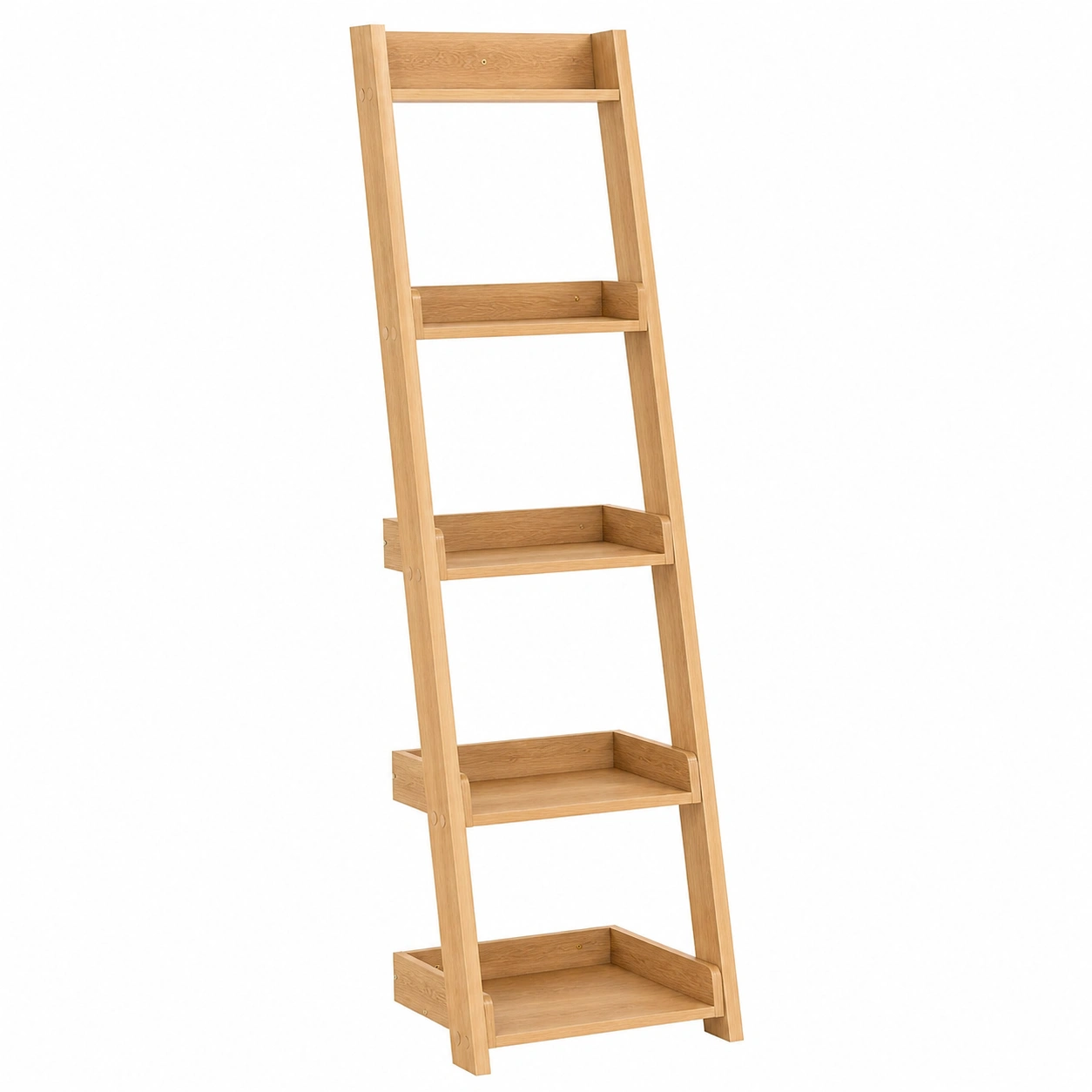 Estanteria escalera de pared con baldas en acabado madera natural-homavio