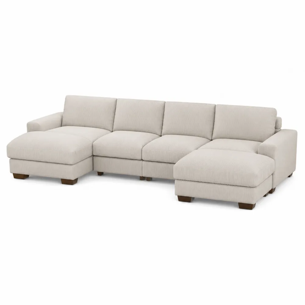 Sofa narożna modułowa z tkaniny beżowa 300x150 cm