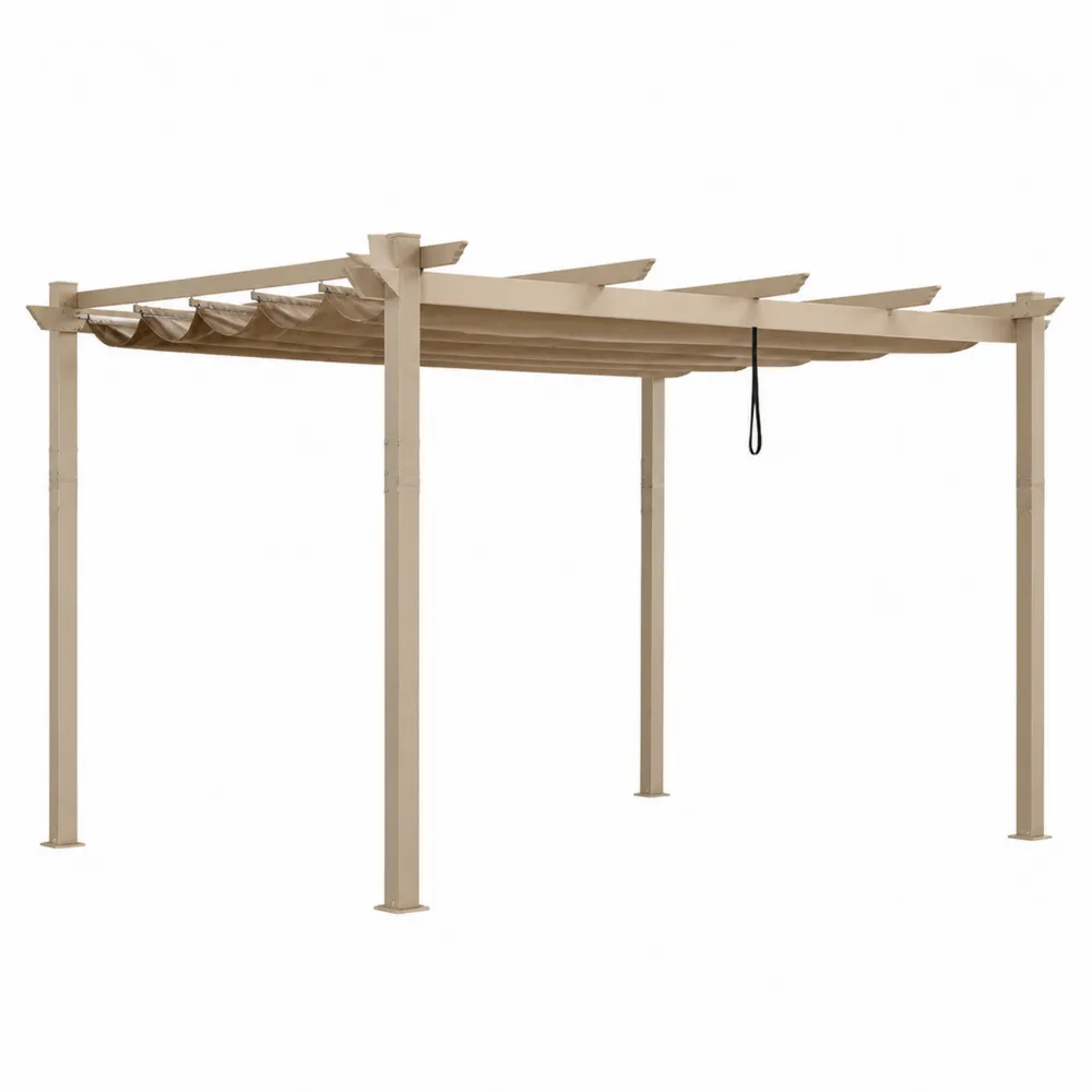 Pergola metalowa z poliestrowym dachem Beżowy 300x300 cm